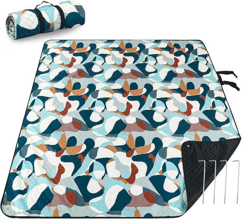 PY SUPER MODE Picnic Blankets Extra Large, Waterproof Foldable Outdoor Beach Blanket Oversized 83x79” Sandproof, 3-Layer Picnic Mat for Camping, Hiking, Travel, Park, Concerts-Camouflage - Image 1